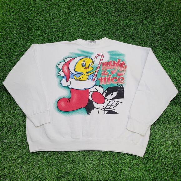 Vintage Looney-Tunes Christmas Sweatshirt Women 3XL 28x26 Tweety - Picture 1 of 15